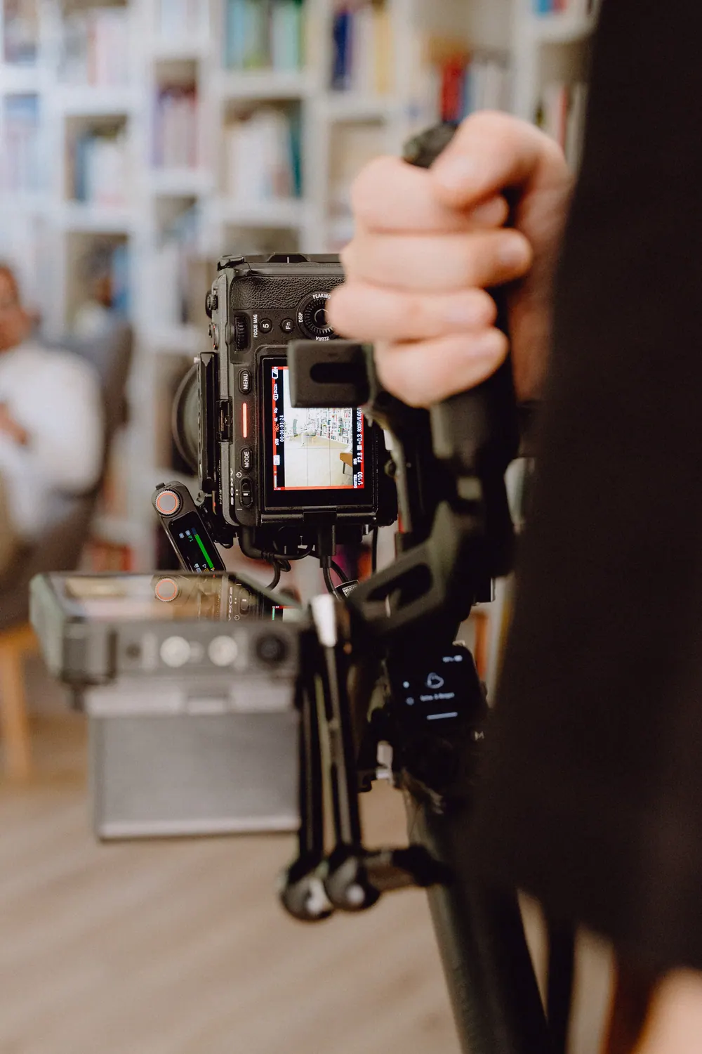 Nahaufnahme Kamera-Rig mit Monitor